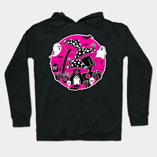 Mushroom Halloween Hot Pink Spooky Fairy House Hoodie